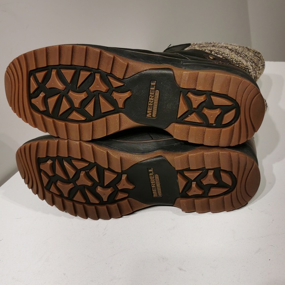 Merrell Dry Black Leather 200 Gram Insulated Winter Boots Women's Sz 9 Front Zip - Picture 7 of 10